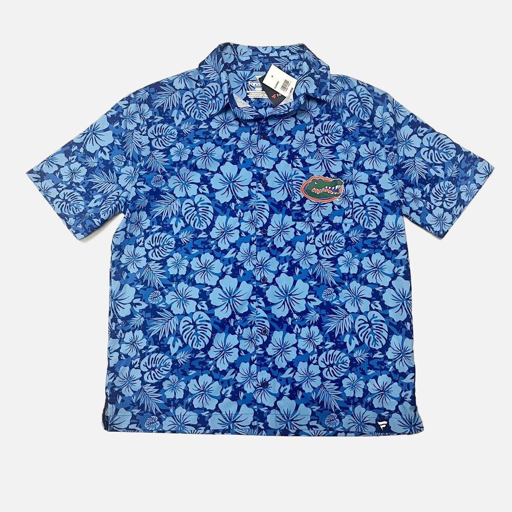 Fanatics Florida Gators Blue Floral Hawaiian Short Sleeve Shirt Size Large  NWT